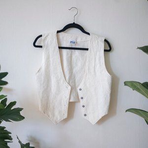 80's vintage white cottage core vest